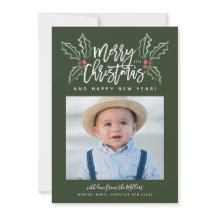 Chalky Brusch Script Christmas Hollies Photo Green