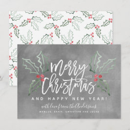 Cartão De Festividades Chalky Brusch Script Hollies de Natal