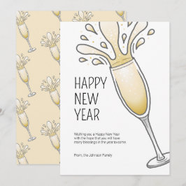 Cartão De Festividades Champagne Ano Novo