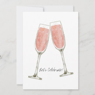 Cartão De Festividades Champanhe Rosa Personalizado