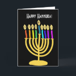 Cartão De Festividades Channukah feliz Menora/Chanukia<br><div class="desc">hanuka,  hannuka,  hannukah,  hanukah,  hannukkah,  hanukkah,  chanuka,  channuka,  channukah,  chanukah,  channukkah,  chanukia do chanukkah,  chanukkia,  hanukia,  hanukkia,  menora,  mennora,  feriado do menorra,  feriados,  judaicos,  judaísmo,  "hanukkah feliz",  cara feliz",  candelabros, </div>
