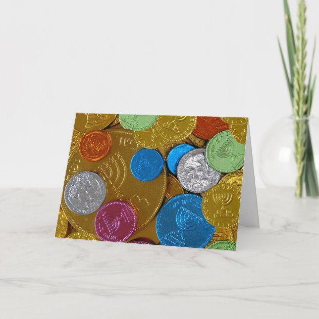 Cartão De Festividades Chanukah Gelt (Frente)