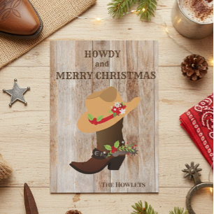 Cartão De Festividades Chapéu de Cowboy Ocidental Natal Feriado