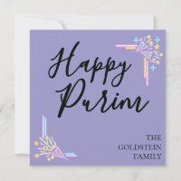 Chapéu de festa roxo neon Purim com nome em Mishlo