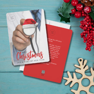 Cartão De Festividades Chapéu de Papai Noel Engraçado Estetoscópio LOGO M