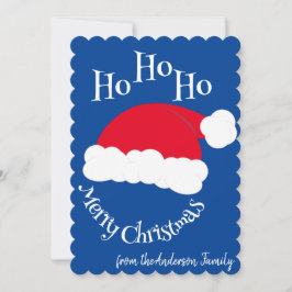 Cartão De Festividades Chapéu de Papai Noel Ho Ho Ho Feliz Natal Azul Bra