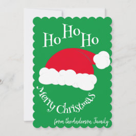 Cartão De Festividades Chapéu de Papai Noel Ho Ho Ho Feliz Natal Verde Ve