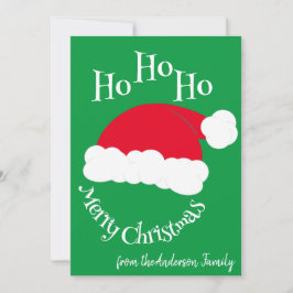 Cartão De Festividades Chapéu de Papai Noel Ho Ho Ho Feliz Natal Verde Ve