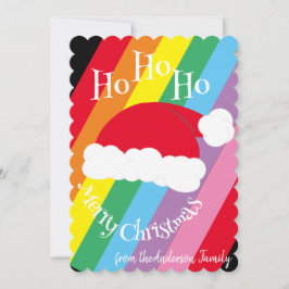 Cartão De Festividades Chapéu de Papai Noel Ho Ho Ho Natal Mínimo Arco-ír