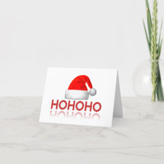 Cartão De Festividades Chapéu de Papai Noel Simples HoHoHo Vermelho Branc