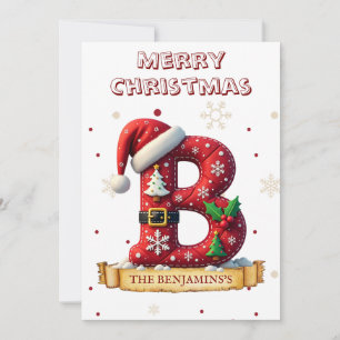 Cartão De Festividades Chapéu de Papai Noel Vermelho Letra de Natal B Nom