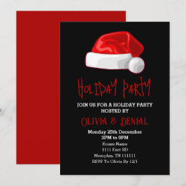 Cartão De Festividades Chapéu de Papai Noel Vermelho Natal Festa Preto