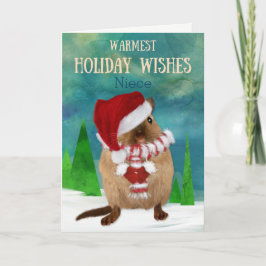 Cartão De Festividades Chapéu do papai noel do Gerbil do Natal da