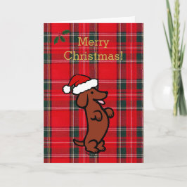 Cartão De Festividades Chapéu do papai noel do Natal do Dachshund
