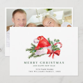 Cartão De Festividades Chapéu Festivo de Papai Noel Natal PHOTO Cumprimen