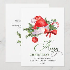 Cartão De Festividades Chapéu Festivo de Papai Noel Saudação de Natal