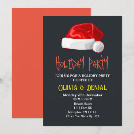 Cartão De Festividades Chapéu Vermelho de Papai Noel Natal Festa Preto