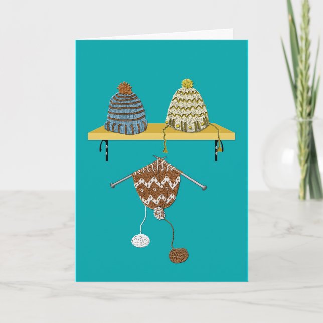 Cartão De Festividades Chapéus de confecção de malhas para o Natal (Frente)