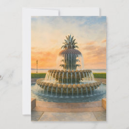 Cartão De Festividades Charleston Pineapple Fountain Watercolor Sunset