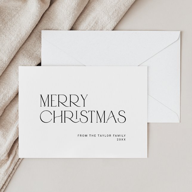 Cartão De Festividades CHARLIE Black Easy Simple Family Feliz Natal (CHARLIE Black Easy Simple Family Merry Christmas Holiday Card)