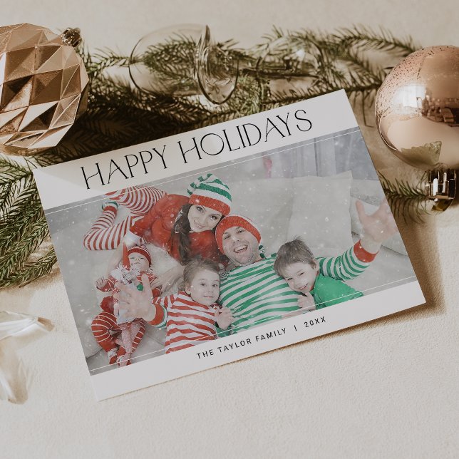 Cartão De Festividades CHARLIE Black Happy Holidays Natal Foto Natal (CHARLIE Black Happy Holidays Xmas Photo Christmas Holiday Card)