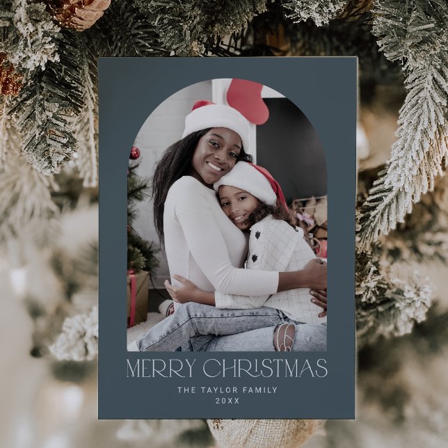 Cartão De Festividades CHARLIE Blue Arch Xmas Foto divertida Feliz Natal (CHARLIE Blue Arch Xmas Photo Fun Merry Christmas Holiday Card)