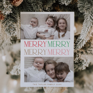 Cartão De Festividades CHARLIE Colorful 2 Photo Fun Feliz Feliz Natal