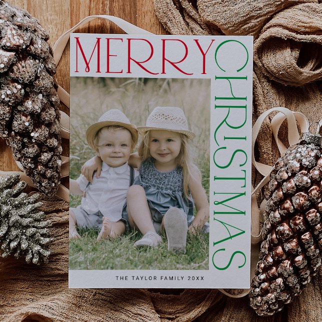 Cartão De Festividades CHARLIE Colorful Family Photo Feliz Natal (CHARLIE Colorful Fun Family Photo Merry Christmas Holiday Card)