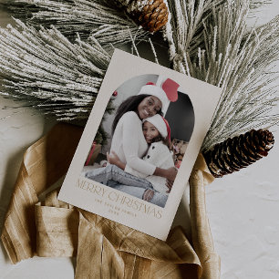 Cartão De Festividades CHARLIE Dourado Arch Xmas Foto divertida Feliz Nat