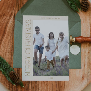 Cartão De Festividades CHARLIE Dourado Family Photo Boho Feliz Natal