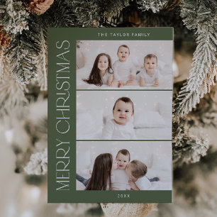 Cartão De Festividades CHARLIE Green Imintable 3 Family Photo Christmas
