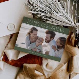 Cartão De Festividades CHARLIE Green Modern Family Photo Happy Christmas