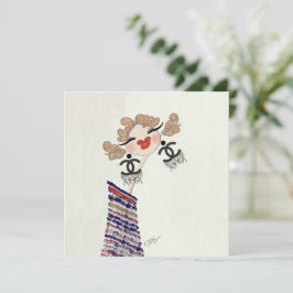 Cartão De Festividades Charlotte é uma ilustração feliz da moda