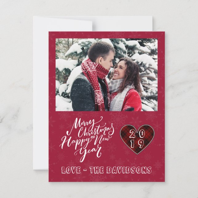 Cartão De Festividades Charm Felry Christmas Feliz ano novo Pine Photo (Frente)