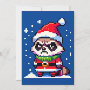 Cartão De Festividades Charme Festivo Raccoon - Arte Humorista de Natal