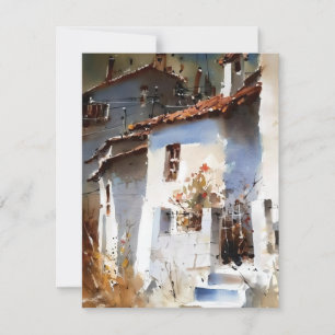 Cartão De Festividades Charme Rústico Na Grécia Em Aquarelas