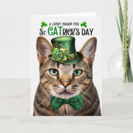 Cartão De Festividades Charme Sortudo da Rua de Gato Castanho