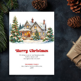 Cartão De Festividades Charming Christmas house cozy festive scene