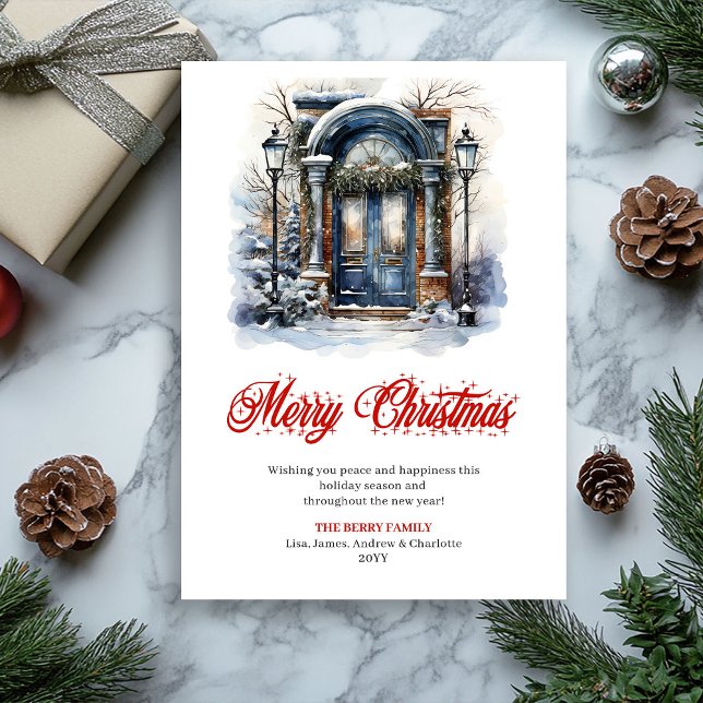 Cartão De Festividades Charming holiday scene Christmas greeting card (Charming holiday scene Christmas greeting card

)