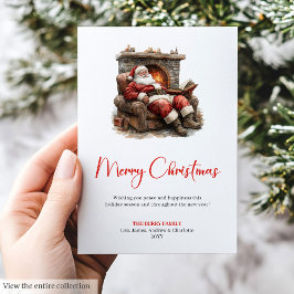 Cartão De Festividades Charming Santa Claus Custom Editable Holiday Card