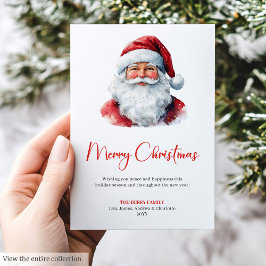 Cartão De Festividades Charming Santa Claus Red Green Rustic Holiday Card