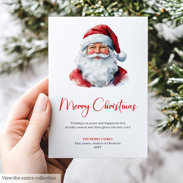 Cartão De Festividades Charming Santa Claus Red Green Rustic Holiday Card (Charming Santa Claus Red Green Rustic Holiday Card)