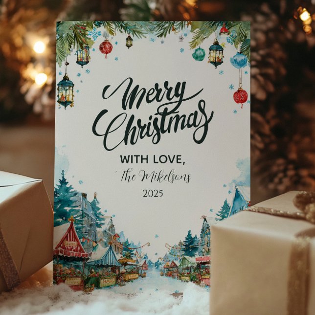 Cartão De Festividades Charming Snowy Cottages Natal (Criador carregado)