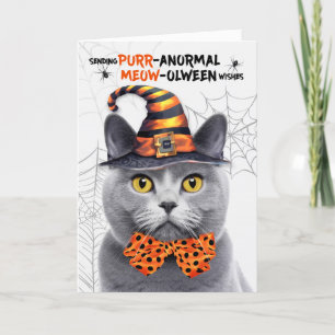 Cartão De Festividades Chartreux Halloween Cat PURRolentre anormal