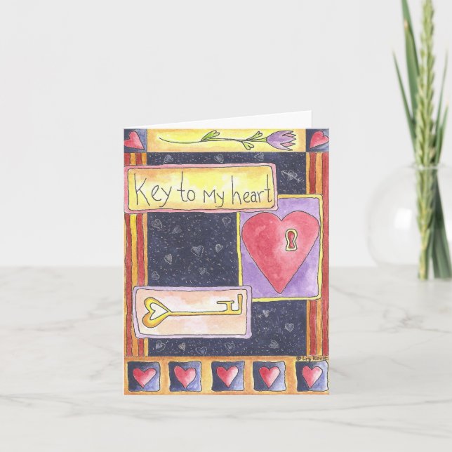Cartão De Festividades Chave do Meu Coração (Frente)