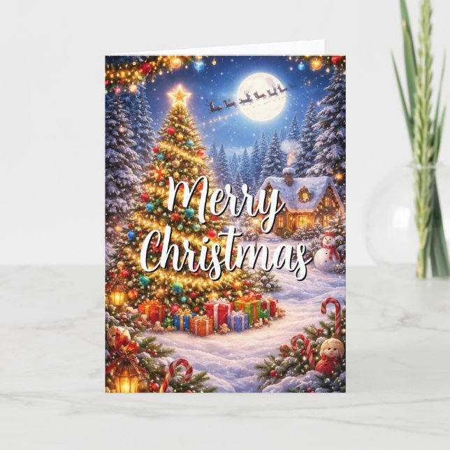Cartão De Festividades Cheerful Christmas card with custom message (Frente)
