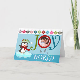 Cartão De Festividades Cheerful Penguin Christmas Photo Greeting Card
