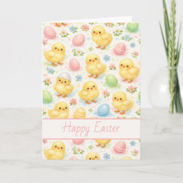 Cartão De Festividades Cheerful Watercolor Chick & Egg Easter Card