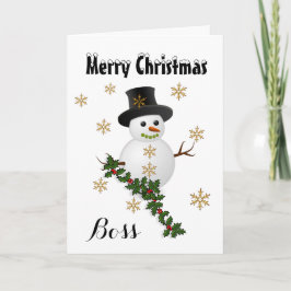Cartão De Festividades Chefe - Feliz Natal - boneco de neve/azevinho