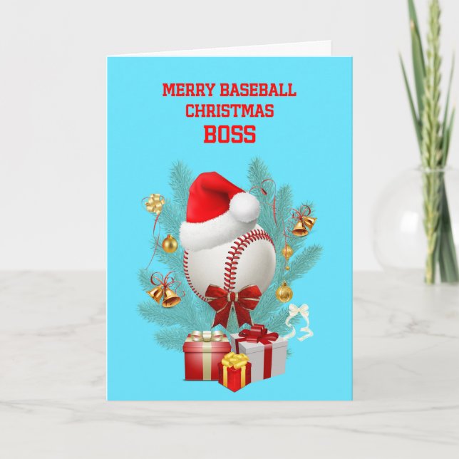 Cartão De Festividades Chefe Natal Baseball (Frente)